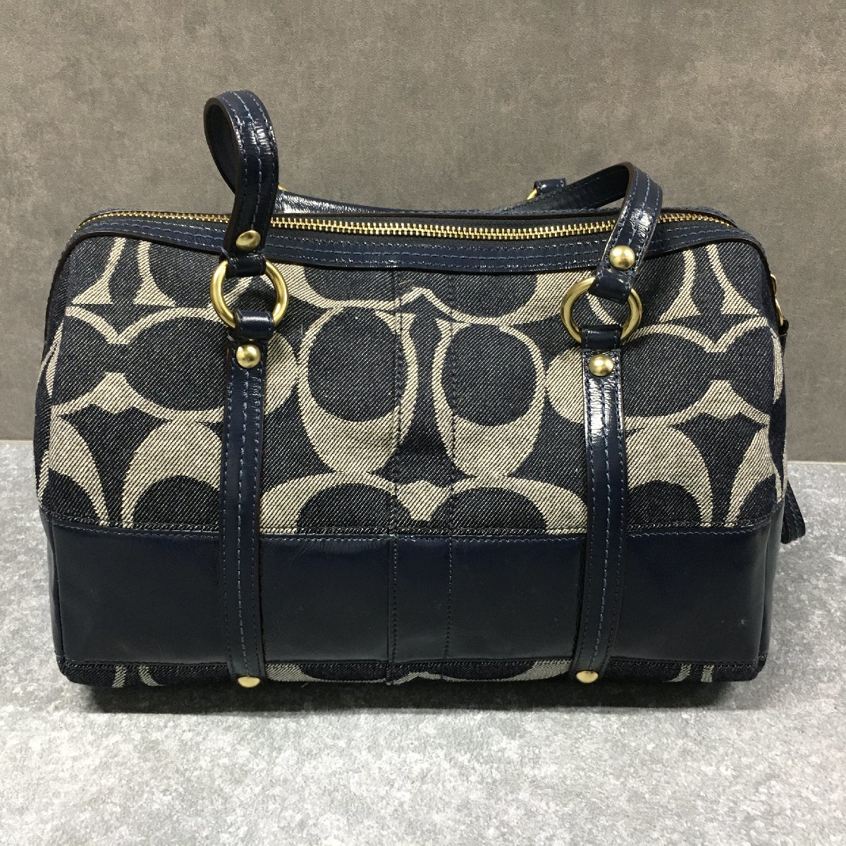 ◎J329【未使用】COACH コーチ ボストンバッグ キャンバス NVY 12551 ハンドバッグ (rt)_画像2