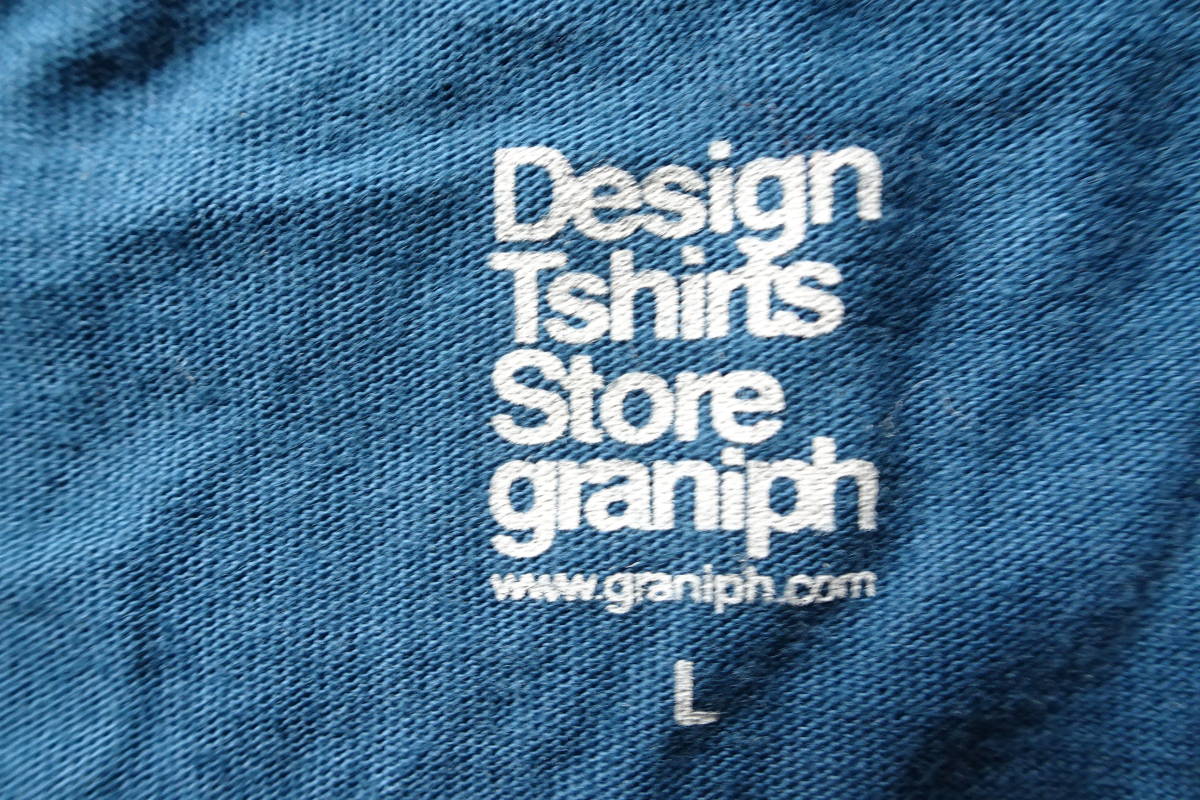 Desgin Tshirts Store graniph/グラニフ/半袖レイヤードTシャツ/ファインドフィッシュ/水彩画風プリント/青緑/カジュアル/Lサイズ(8/9R)_画像3