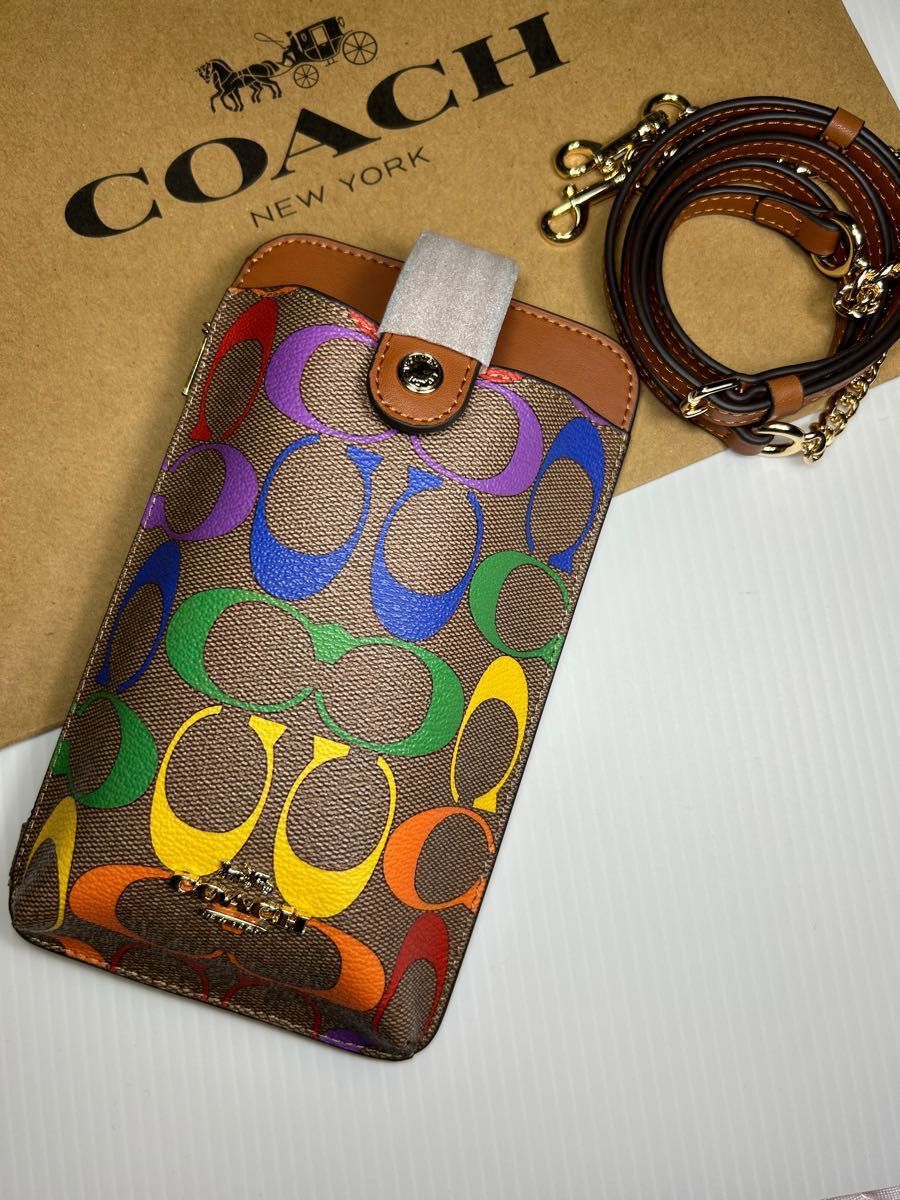 ほぼ未使用】COACH コーチ スマホケース ショルダーポーチ