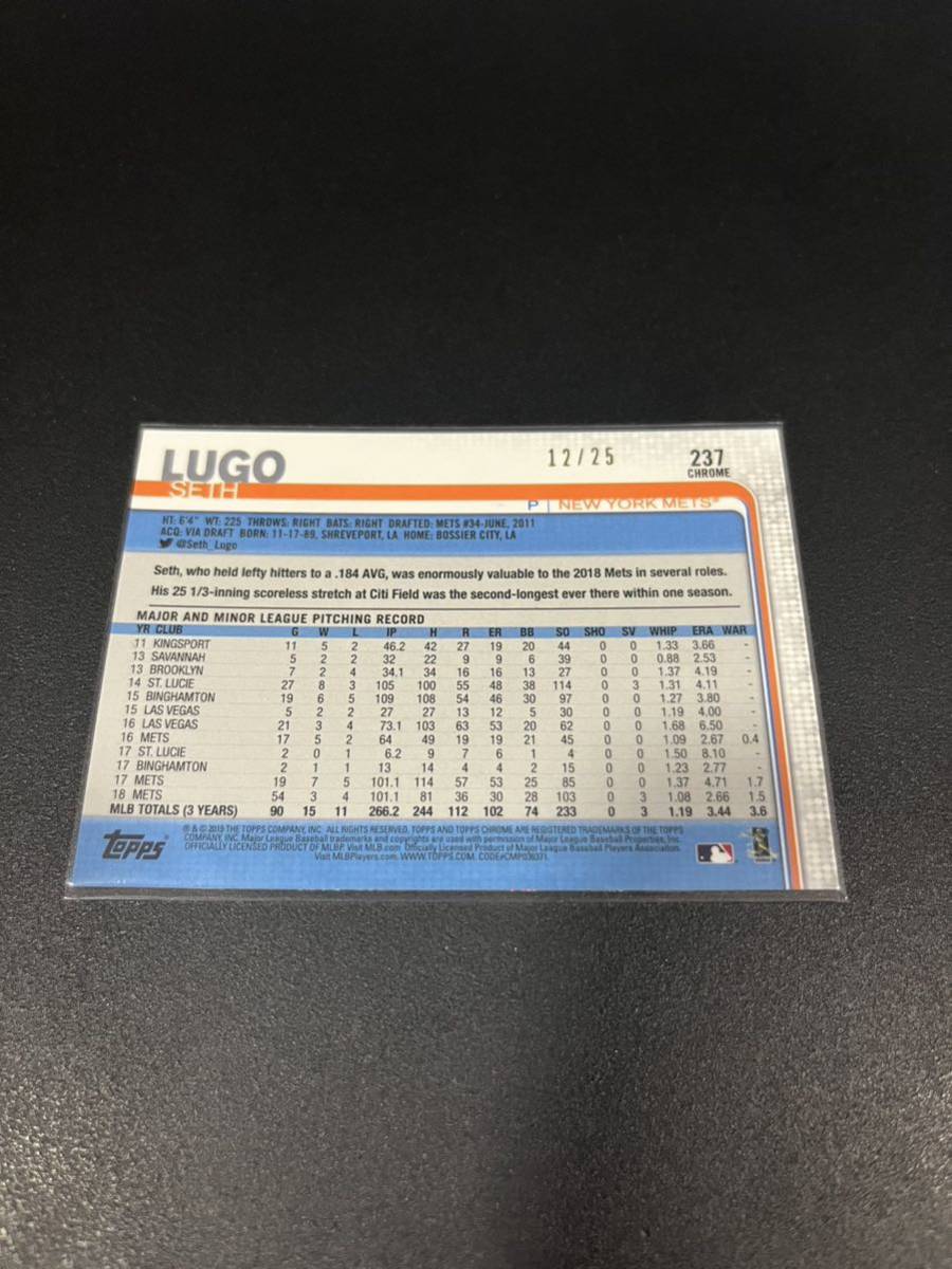 【25シリ！】Seth Lugo 2019 Topps Chrome Orange Sapphire Refractor Padres_画像2