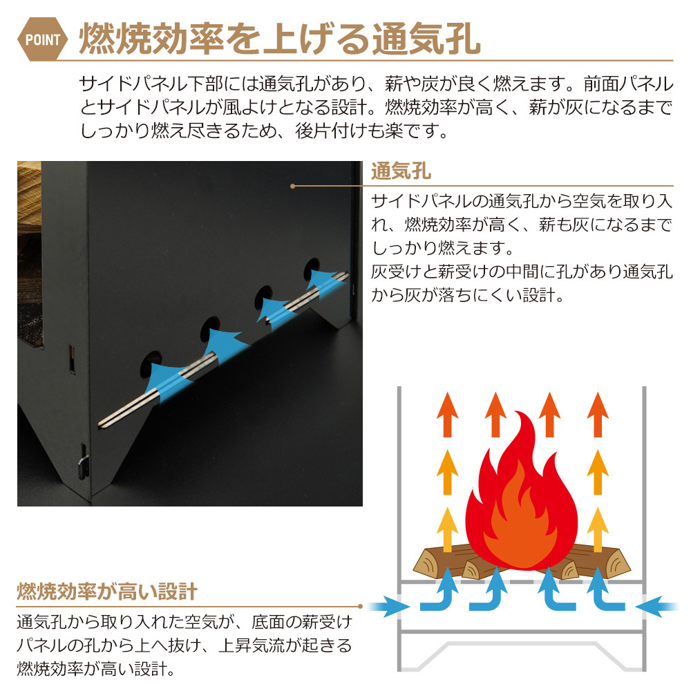 ゼオール 焚き火台 ソロ 軽量 コンパクト ソロキャンプ ファイアピットキューブM バーベキューコンロ 焚火台 収納ケース付き BG10-32_画像5