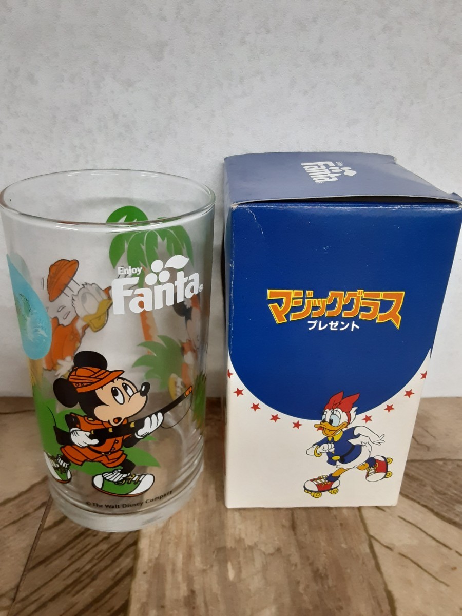 グラス類陶器】未使用 ファンタ ディズニー マジック ガラス グラス 2個セット 昭和レトロ 当時物 fanta ディズニー ミッキー ドナルド_画像3