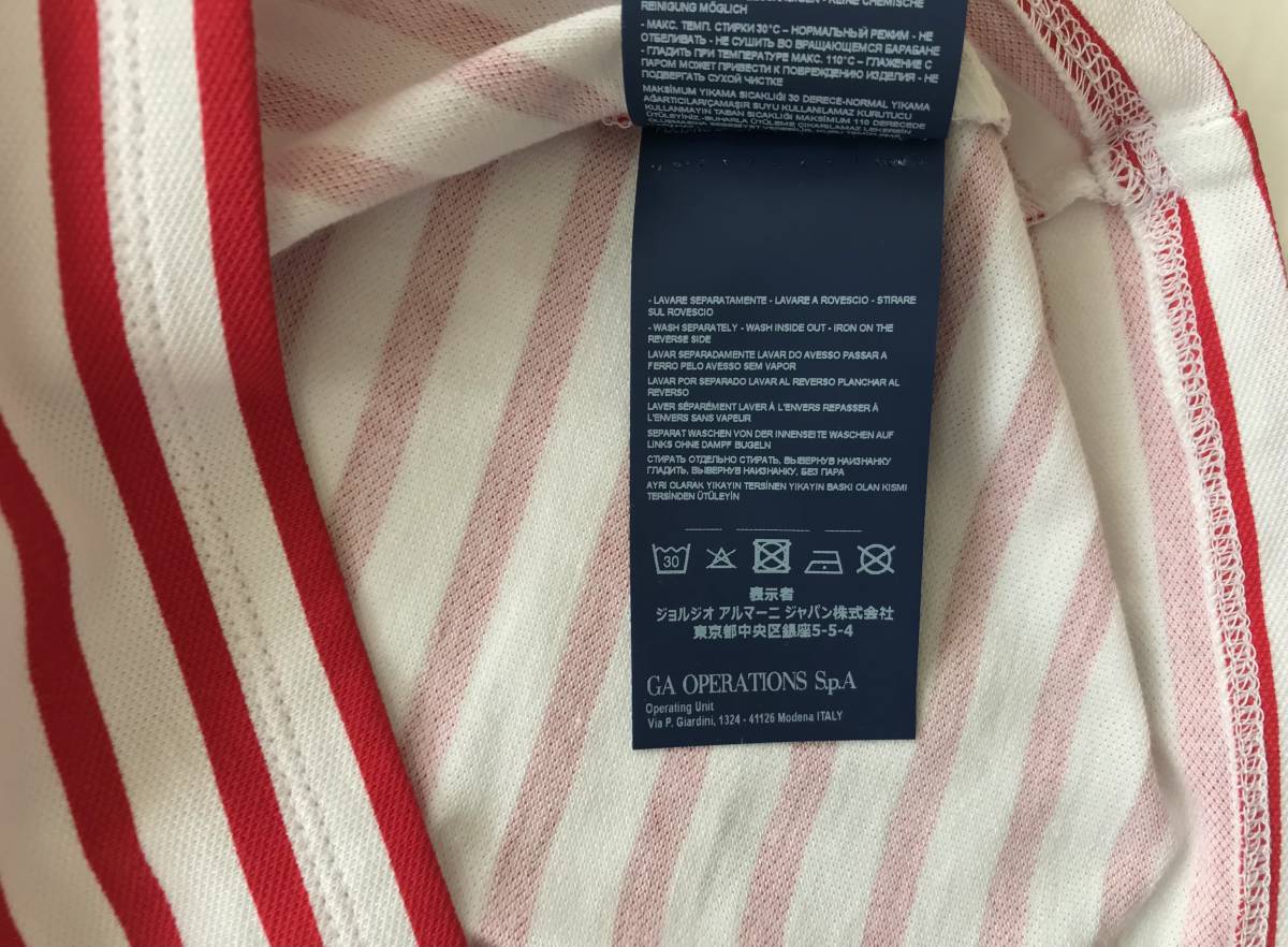  новый товар 38,600 иен *ARMANI JEANS* Armani Jeans * рубашка-поло окантовка рисунок * внутренний стандартный joru geo Armani Japan *sizeS* красный белый 