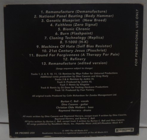 PROMO CD　FEAR FACTORY　REMANUFACTURE (Cloning Technology)_画像2