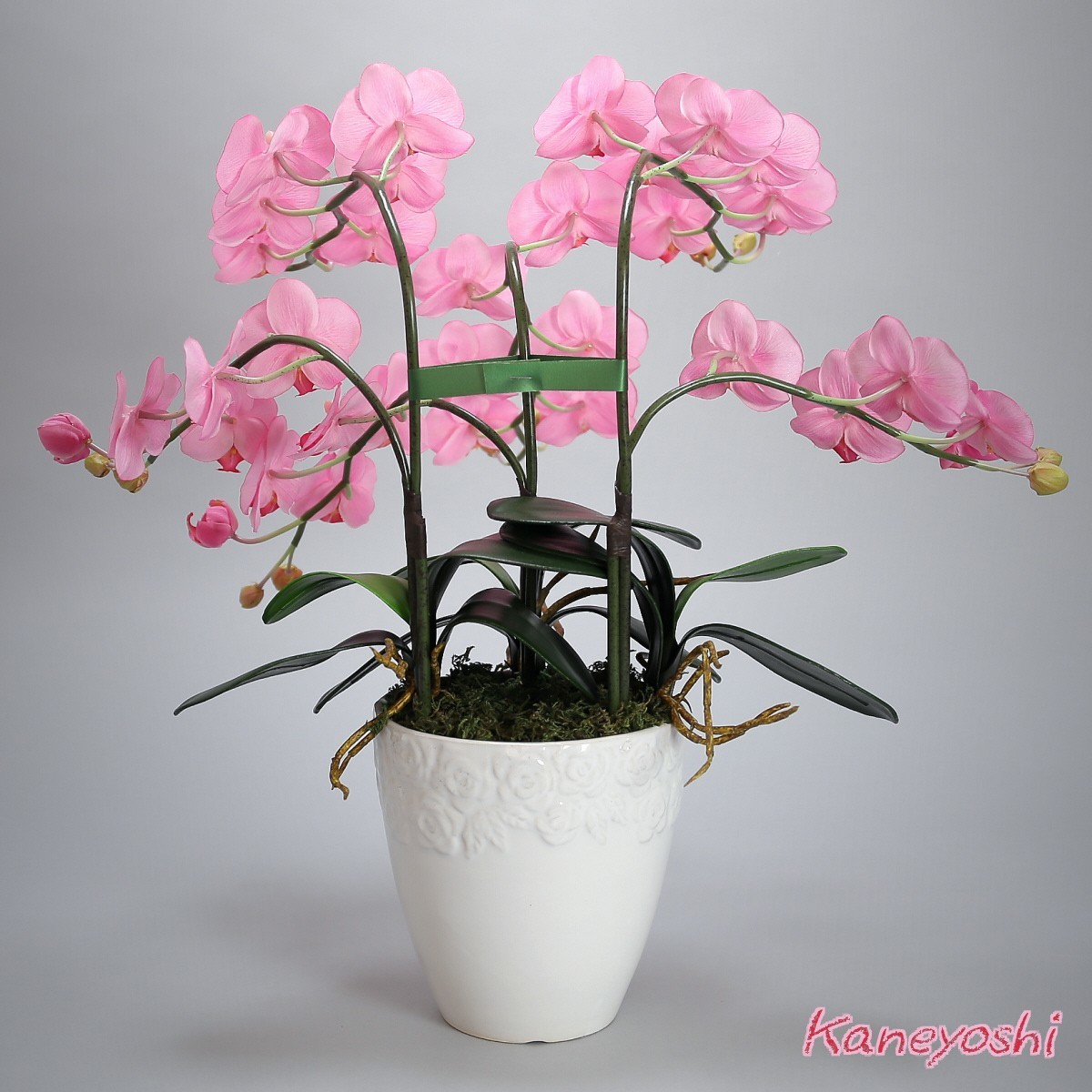  photocatalyst . butterfly orchid artificial flower interior small wheel 3ps.@. pink peach color . festival gift souvenir birthday presentation new building opening flower fake green air cleaning 