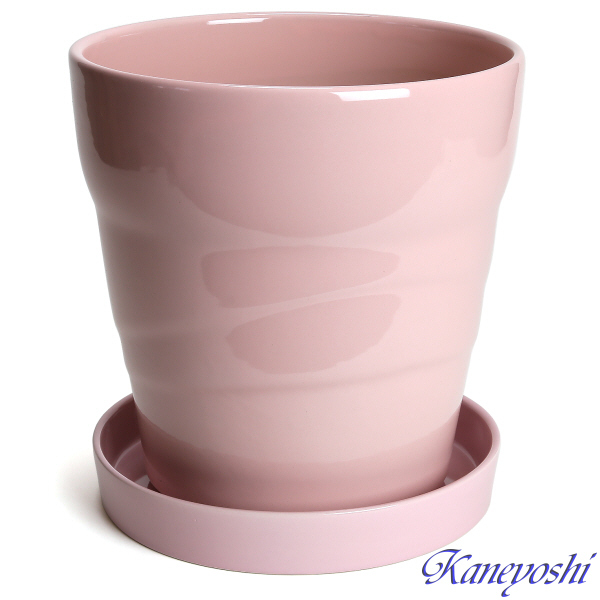 植木鉢 おしゃれ 安い 陶器 サイズ 23cm MBC24 7.5号 ピンク 受皿付 室内 屋外 桃色_画像2