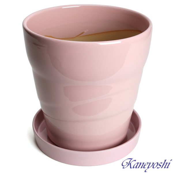 植木鉢 おしゃれ 安い 陶器 サイズ 23cm MBC24 7.5号 ピンク 受皿付 室内 屋外 桃色_画像3