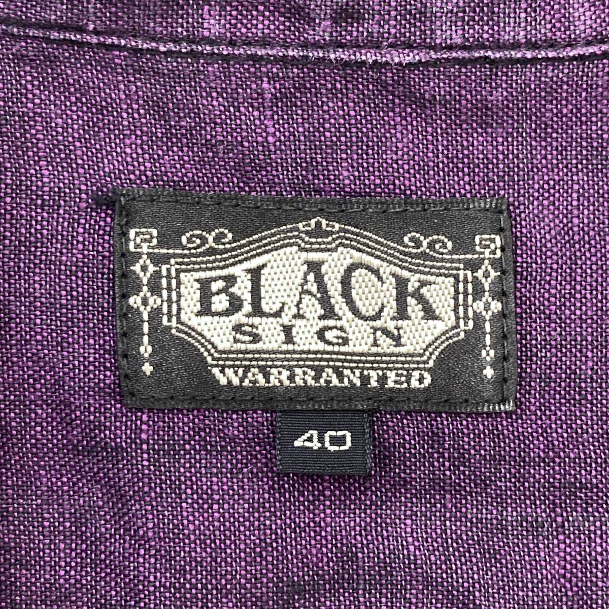 BLACK SIGN オープンカラー 半袖 シャツ パープル 紫 40サイズ (Lサイズ) ブラックサイン 開襟 ロカビリー 1247_画像4