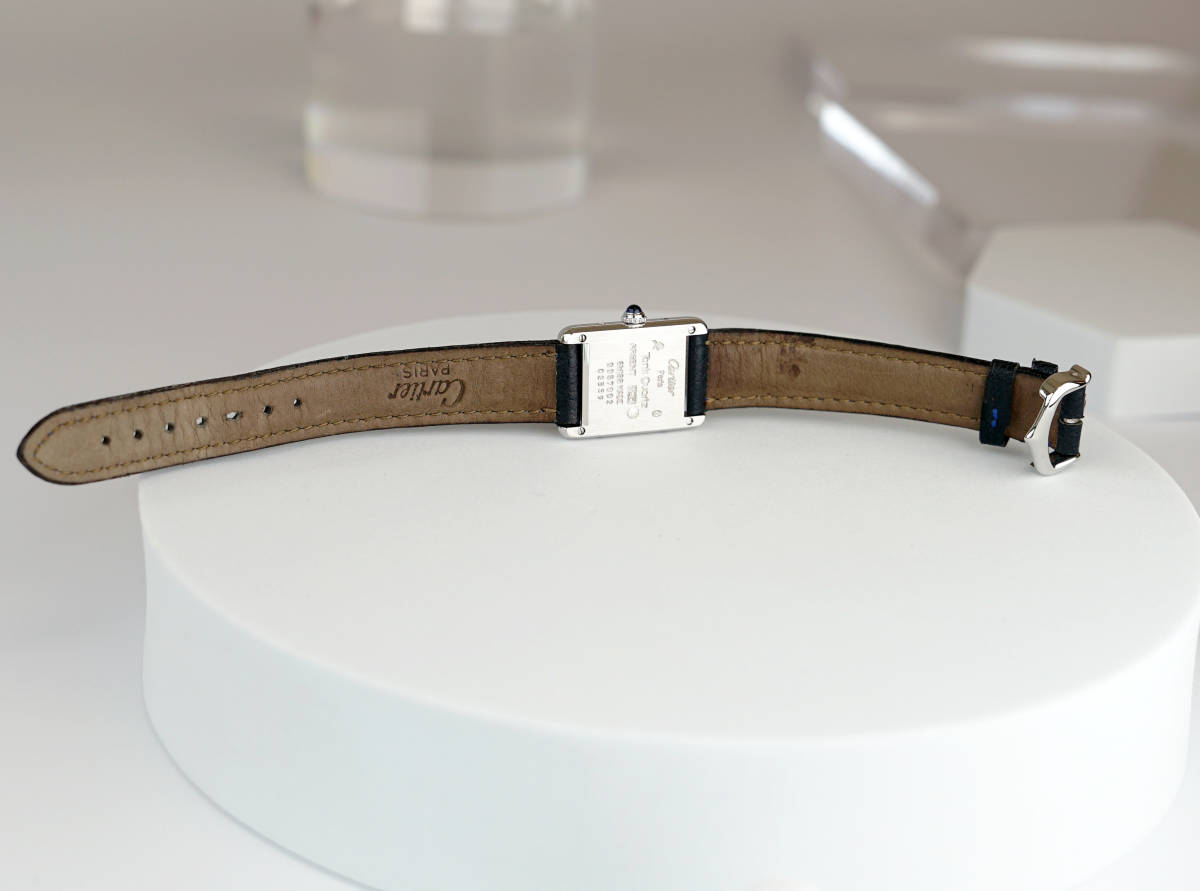 美品 カルティエ マスト タンク シルバー ブルーローマン SM 美品 カルティエ マスト タンク シルバー ブルーローマン SM