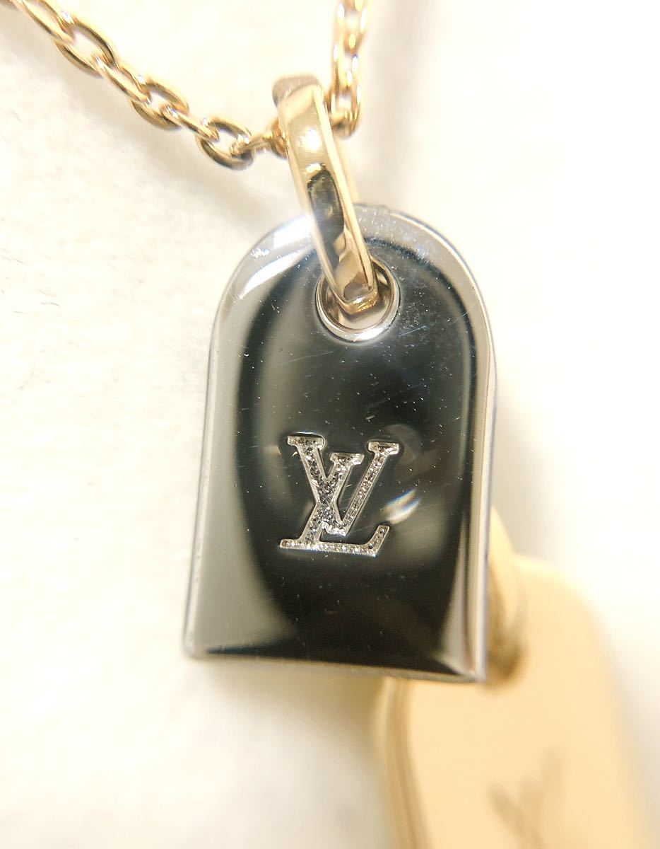 LOUIS VUITTON Necklace Nanogram LV Tag M00599 Gold Silver GP