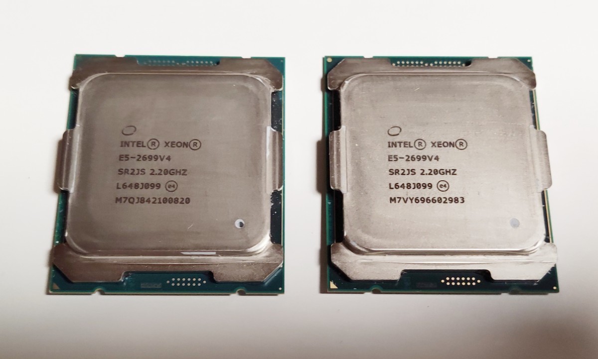 大人の上質 Xeon 動作品 E5-2699V4 ② 2個セット 3.6GHz/25M/FCLGA2011