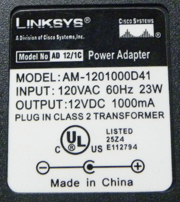 LINKSYS　AM-1201000D41　12VDC1000ｍA　■3364_画像2