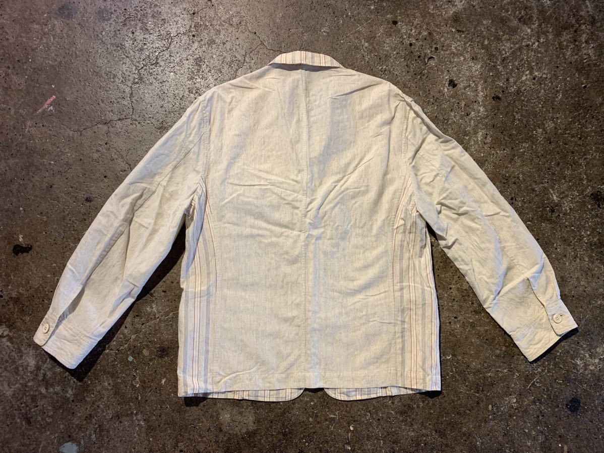 COMME des GARCONS HOMME PLUS AD1988 フロント切替 ストライプ柄4Bジャケット 1980s コムデギャルソンオムプリュス PJ-110760_画像2