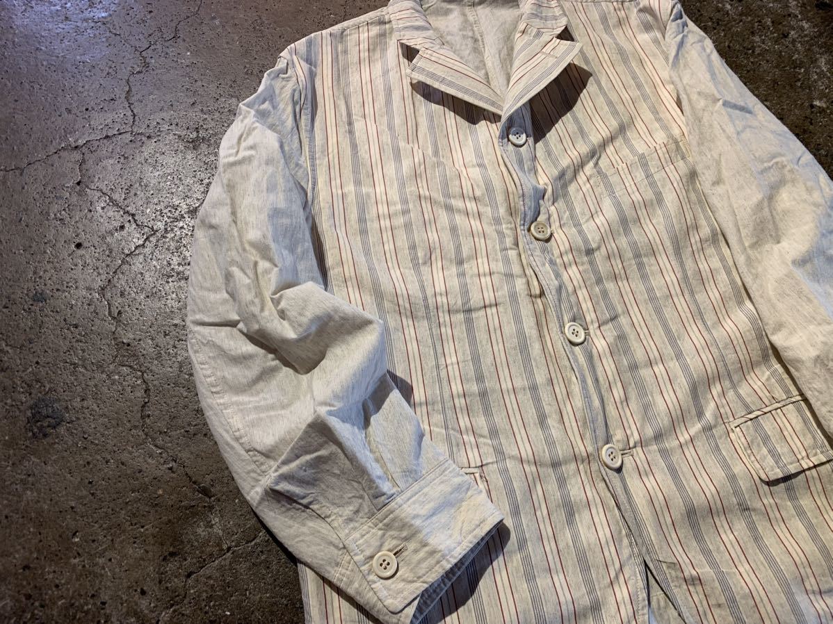 COMME des GARCONS HOMME PLUS AD1988 フロント切替 ストライプ柄4Bジャケット 1980s コムデギャルソンオムプリュス PJ-110760_画像3