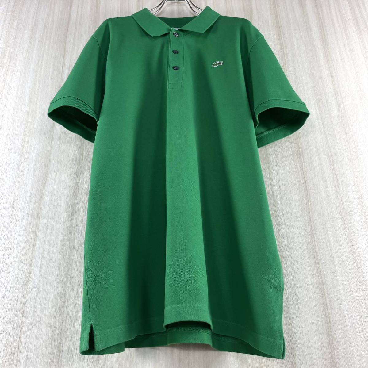 【王道アイテム】【ビッグサイズ】【スリムフィット】LACOSTE ラコステ ワニ 鹿の子 半袖ポロシャツ サイズ7 グリーン 緑 US表記XXL 古着