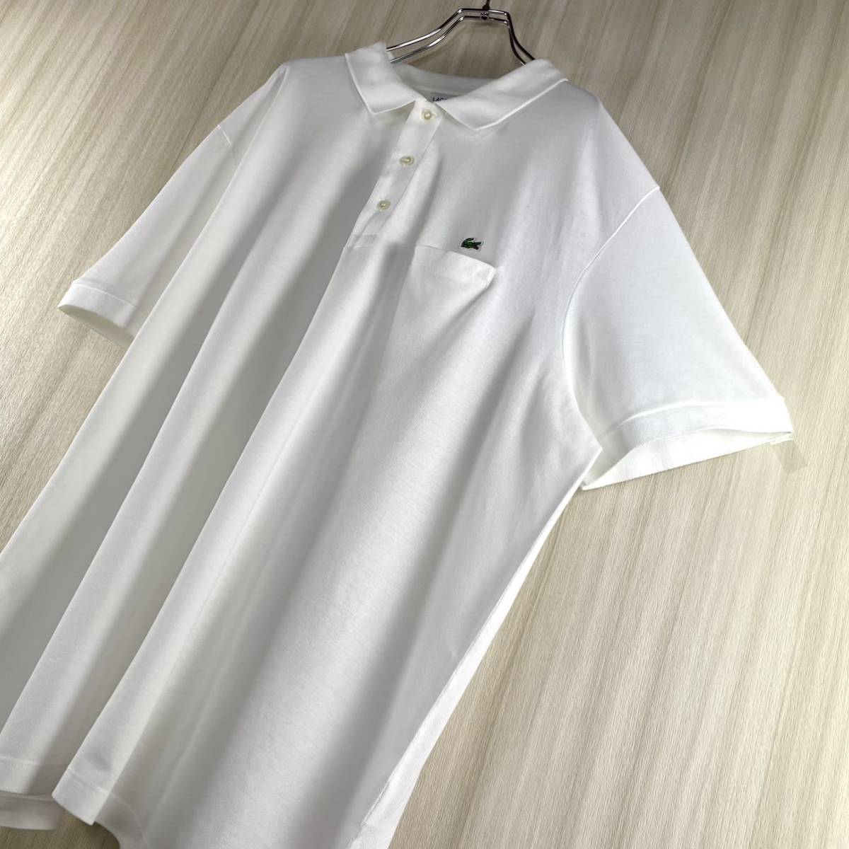 【入手困難】【ビッグサイズ】【白ラコ】】LACOSTE ラコステ ワニ 胸ポケット 半袖ポロシャツ サイズ9 ホワイト US表記4XL ホワイト 古着_画像5