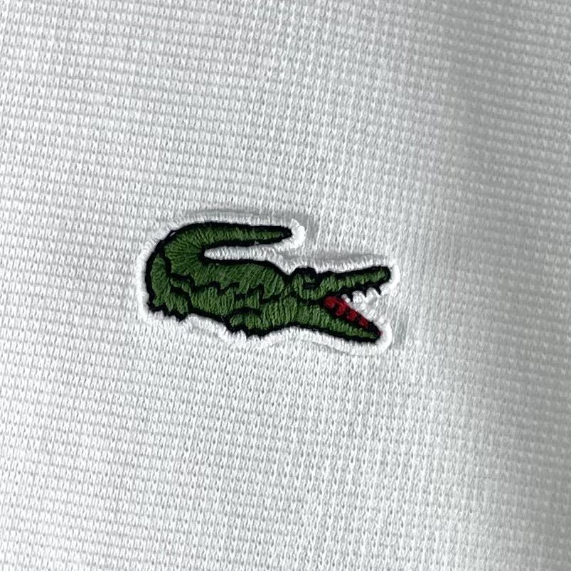 【希少デザイン】【ビッグサイズ】LACOSTE ラコステ ワニ ロゴボタン ティップライン 半袖ポロシャツ サイズ7 ホワイト US表記XXL 古着