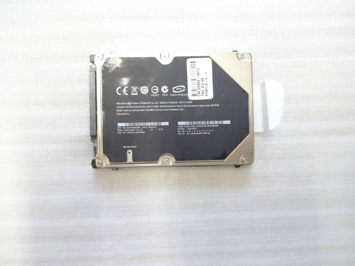 APPLE　MacBook Pro 　FUJITSU　純正2.5インチHDD　ハードディスク　MHZ2120BH　020-6225-A 120GB　SATA　現状動作品_画像1