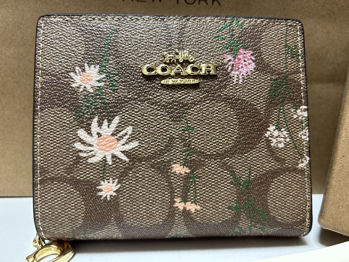 1円スタート新品未使用coachコーチ二つ折り財布ミニ財布