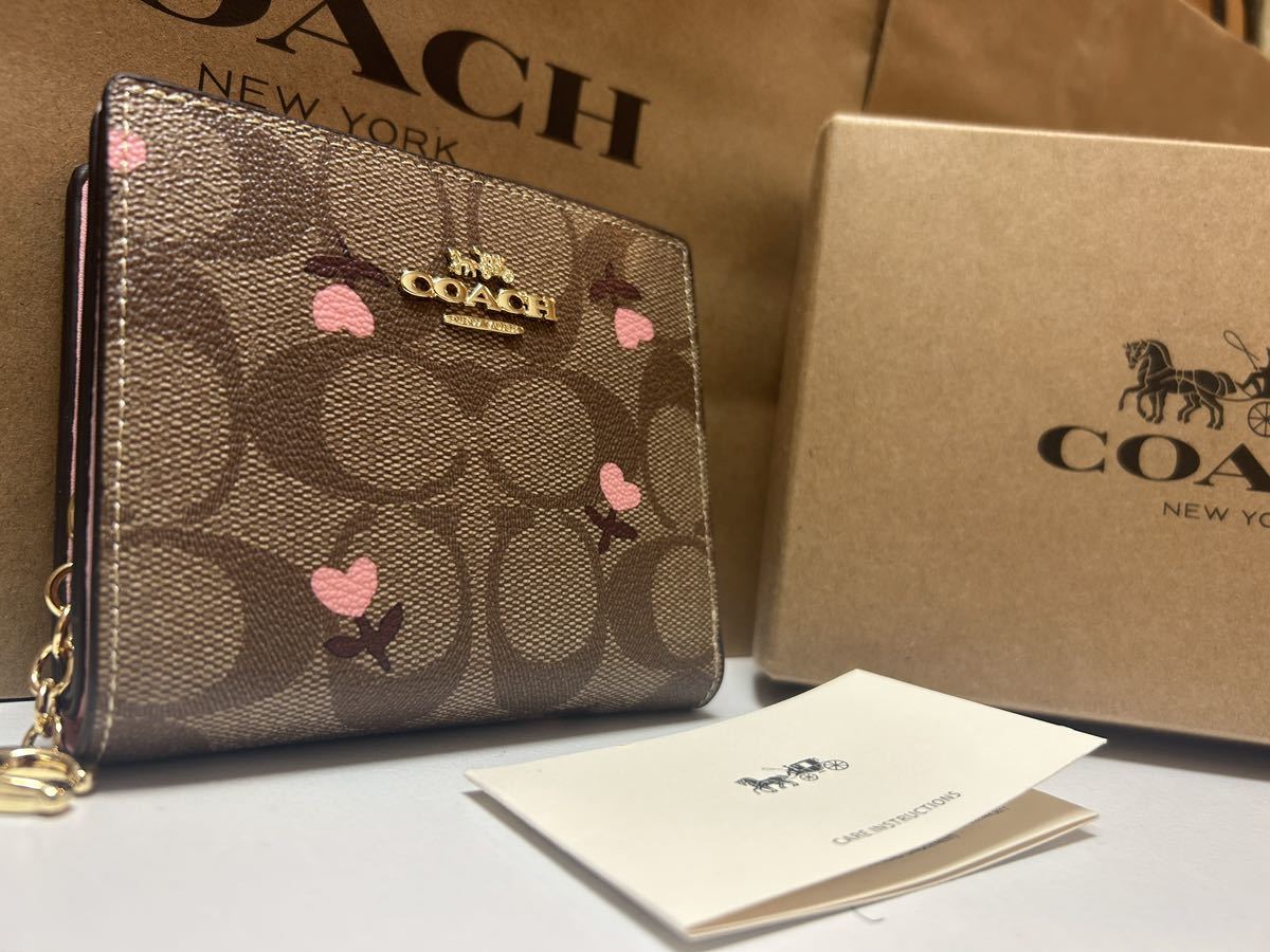 43【1円スタート】新品未使用coachコーチ二つ折り財布ミニ財布