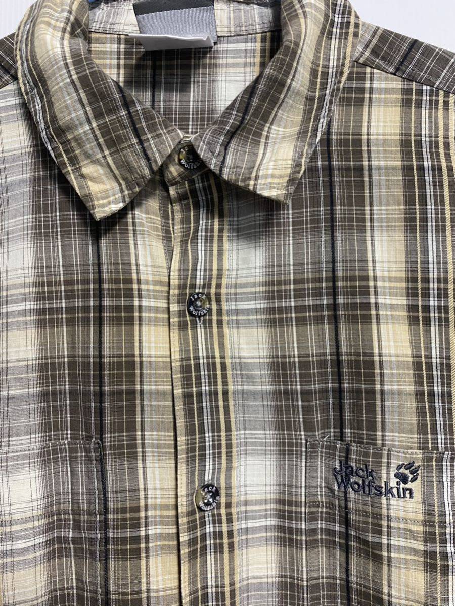  condition 0 JACK WOLFSKIN Jack Wolfskin short sleeves shirt size US L check shirt outdoor 