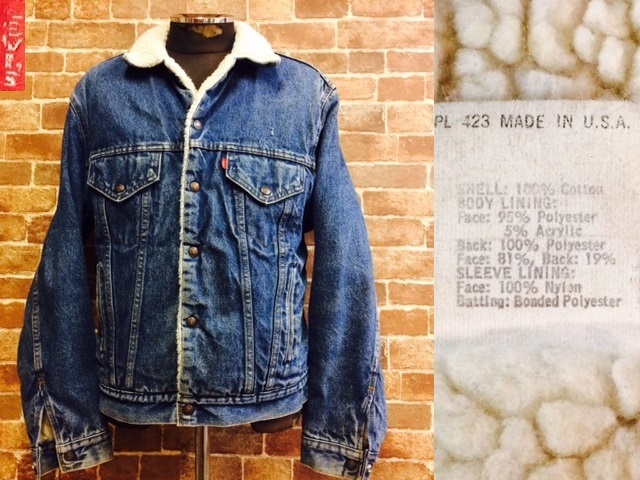 ★実寸L/USA製！80'sヴィンテージリーバイス.Levi's70508.裏ボア付きデニムJKT.古着.Vintage.ルードバイカーGジャン西海岸サーフスタイル/Y_画像1