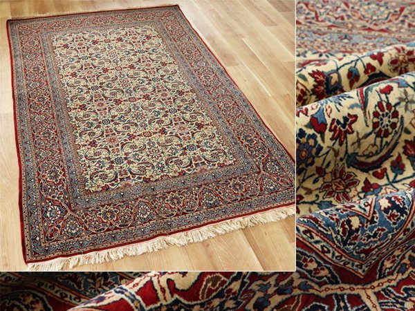 魁◆最高傑作最上手イスファハン ペルシャ絨毯 シルク＆コルクウール 手編み驚異の100万ノット 147×215㎝ 傑作最高級絨毯