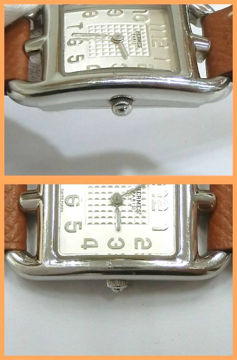 2308★SF-1051★稼働品！HERMES エルメス CC1.210a 腕時計 クォーツ ケープコッド ドゥブル トゥール 電池交換済み　中古_画像3