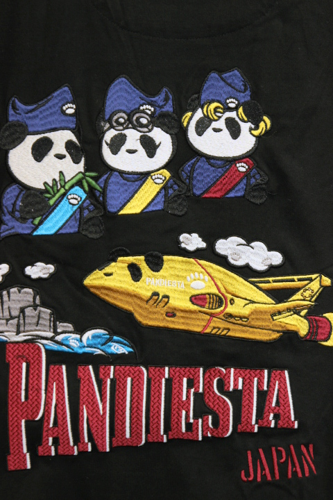 大きいサイズ PANDIESTA JAPAN パンディエスタジャパン 熊猫 サンダーバード パンダ 刺繍 半袖Tシャツ ブラック 迷彩 XXLサイズ_画像5
