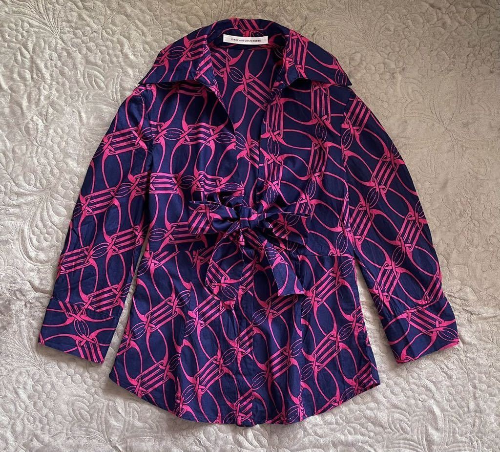  Diane phone fa stain bar g cotton blouse 7 minute sleeve chain pattern navy blue pink cotton ribbon 2 India made 