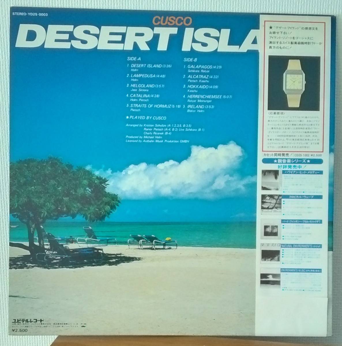LP(帯付き・ニューエイジ・'81年盤・YD25-0003) クスコ CUSCO
