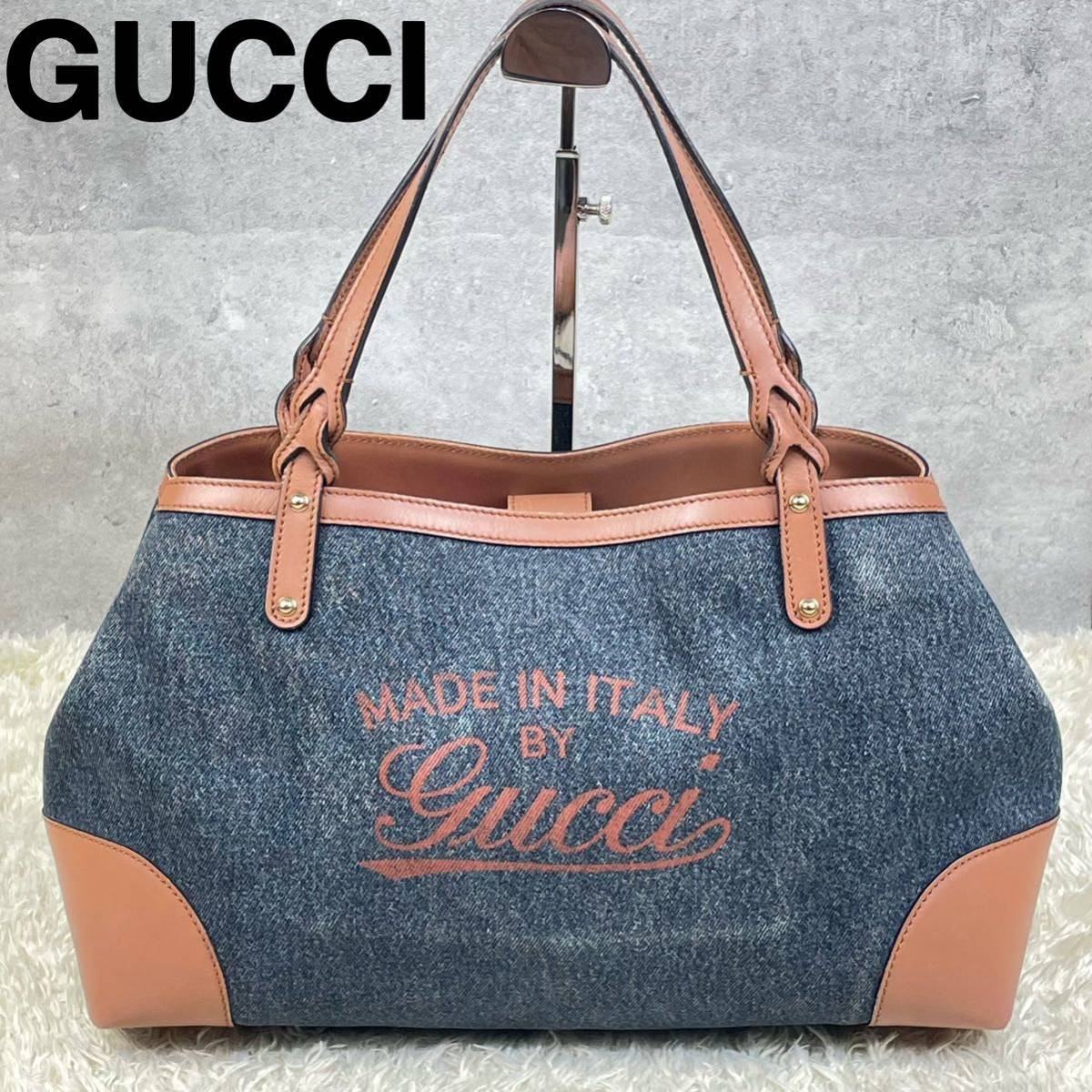 美品】GUCCI グッチ デニム トートバッグ ハンドバッグ ハワイ限定-