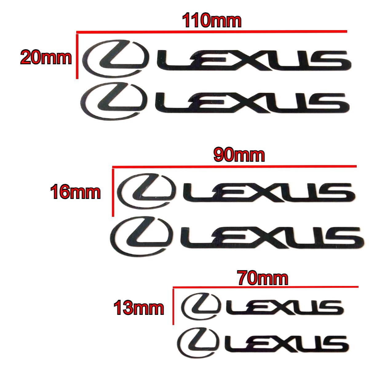 【6枚セット】黒LEXUS レクサス デカール ロゴ ステッカー エンブレム シール トヨタ 車 転写タイプの画像2