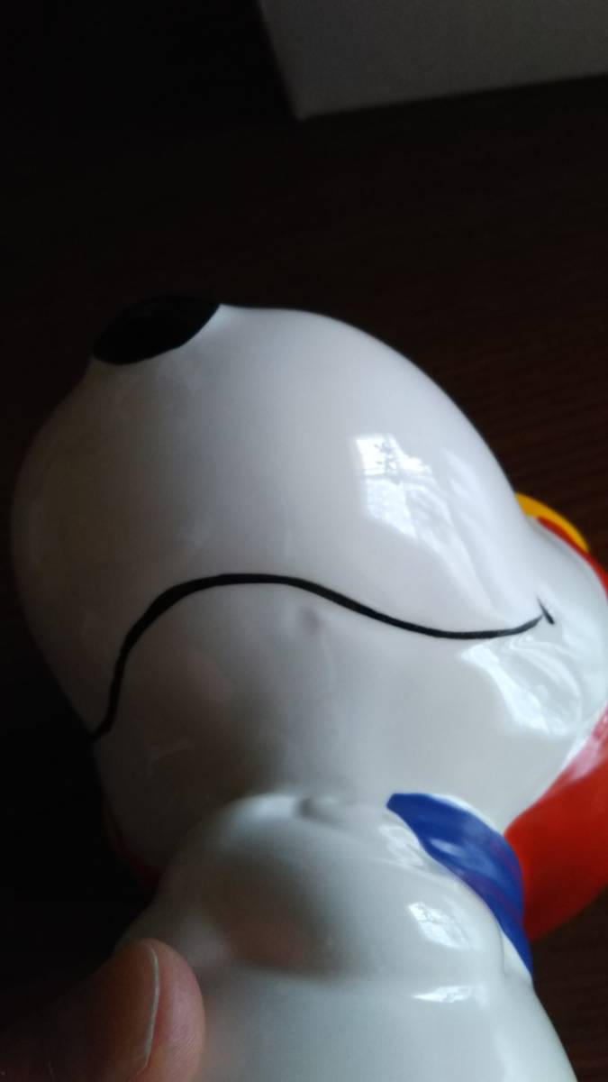 レア / 未使用 ★ スヌーピー 陶器製の貯金箱＆マグカップ2個の3点セット ★ SNOOPY/PEANUTS / PLAY HEART CO,LTD_あご(口)の下の所に凹みが有ります。