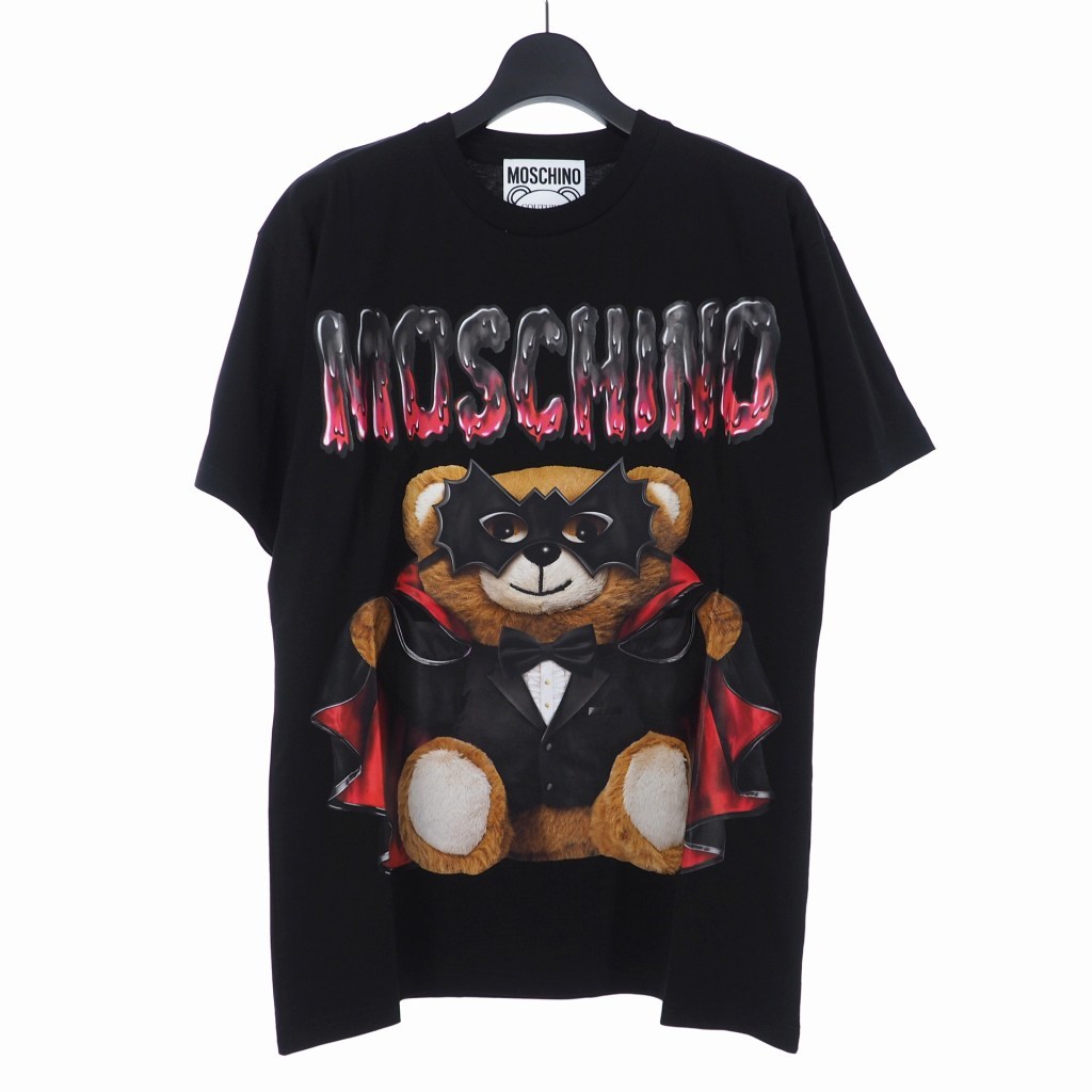 未使用品 モスキーノ MOSCHINO 20SS バッド テディベア プリント Tシャツ カットソー 半袖 S ブラック 黒 A0711 レディース_画像1