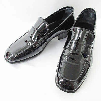 サンローラン パリ SAINT LAURENT PARIS ローファー ドレスシューズ 革靴 ビジネス エナメル ブラック 黒 40 25cm 0826 メンズ