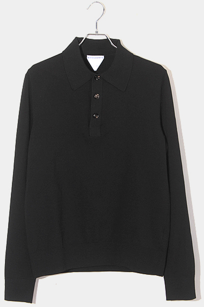 値引 ブラック BLACK S 長袖ポロシャツ ストレッチビスコース POLO LS VISCOSE STRETCH ボッテガヴェネタ