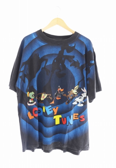 ヴィンテージ VINTAGE 90s LOONEY TUNES ALL OVER PRINT SPIRAL PROMO WILD OATS ルーニーテューンズ スパイラル Tシャツ キャラT アニメTの画像1
