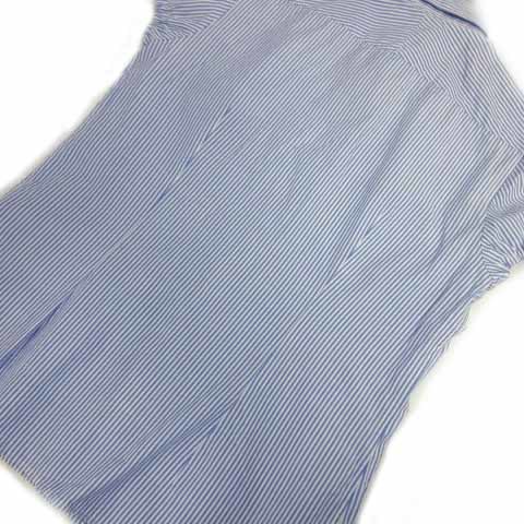 イネド INED DEPUIS 1992 シャツ 半袖 バルーンスリーブ 日本製 コットン ストライプ ブルー 青 ホワイト 白 9 レディース_画像7
