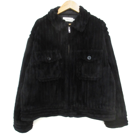  azur bai Moussy fake fur jacket middle height turn-down collar total lining Zip up S black black /FF3 lady's 