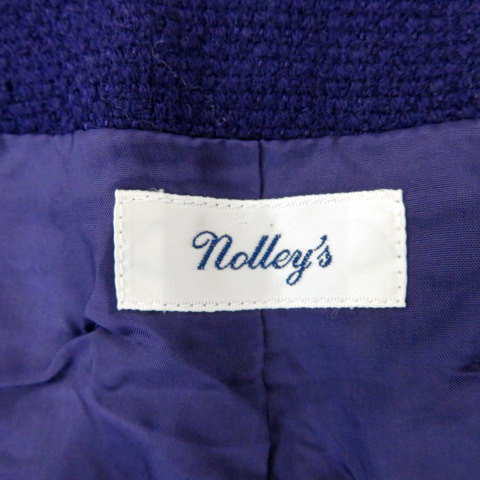 ノーリーズ Nolley's ノーカラージャケット ショート丈 無地 ウール 38 紫 パープル /YS17 レディース_画像6