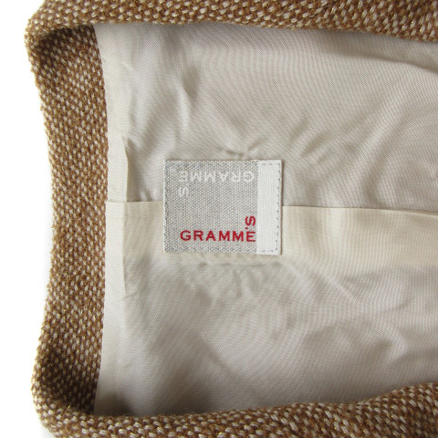 グラムス GRAMME'S スーツ ジャケット スカート ツイード ラメ ウール 38 ベージュ レディース_画像4