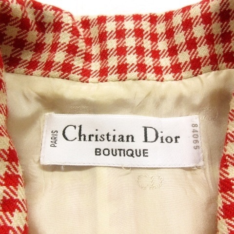  Christian Dior Christian Dior Vintage silver chewing gum check setup skirt suit wool silk gold button approximately L