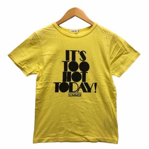 スラップ スリップ SLAP SLIP Tシャツ カットソー クルーネック ストレッチ 綿 プリント 無地 半袖 150 黄 イエロー 黒 ブラック キッズ_画像1