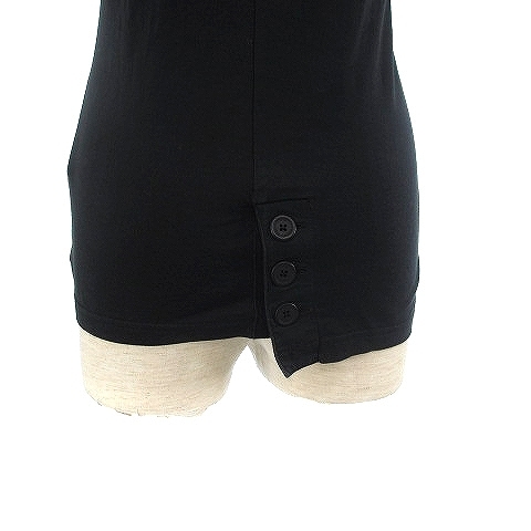 ワイスリー Y-3 半袖Tシャツ カットソー ロゴ刺繍 ワンポイント ボタン付き コットン 黒 ブラック S ■GY01 レディース_画像5
