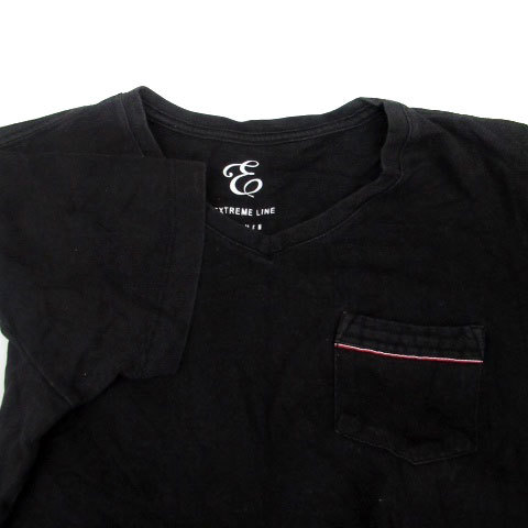 ジュンメン JUN MEN Tシャツ カットソー Vネック 半袖 無地 M 黒 ブラック /HO10 メンズ_画像3