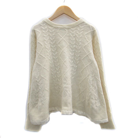  Mira o-wenMila Owen knitted sweater long sleeve round neck cable braided wool 0 white /MS5