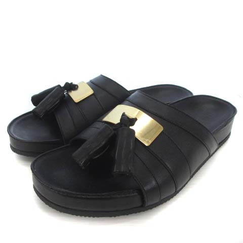  Balmain BALMAIN shower sandals tassel leather black black 39 25.5cm rank shoes shoes #SM0 men's 