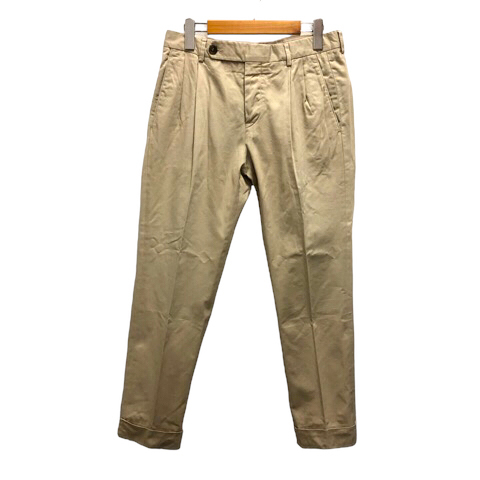 mauro Gris four niMAURO GRIFONI pants bottoms chinos tuck button fly roll up cotton plain 46 beige lady's 