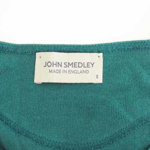 ジョンスメドレー JOHN SMEDLEY ニット セーター 半袖 ヘンリーネック コットン 英国製 グリーン S メンズ_画像5
